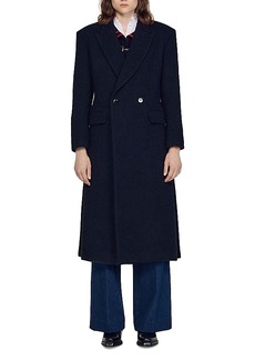 Sandro Boucle Double Breasted Long Coat