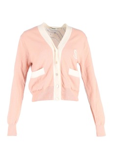 Sandro Button-Front Cardigan in Pink Wool