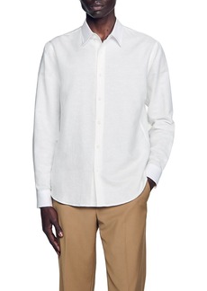 Sandro Button Front Linen Shirt