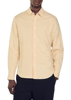 Sandro Button Front Linen Shirt