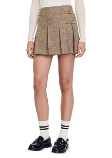 Sandro Cary Houndstooth Pleated Skirt