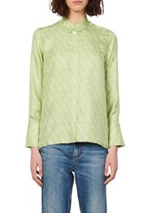 sandro Cayetana Silk Button-Up Shirt in Vert Amande at Nordstrom