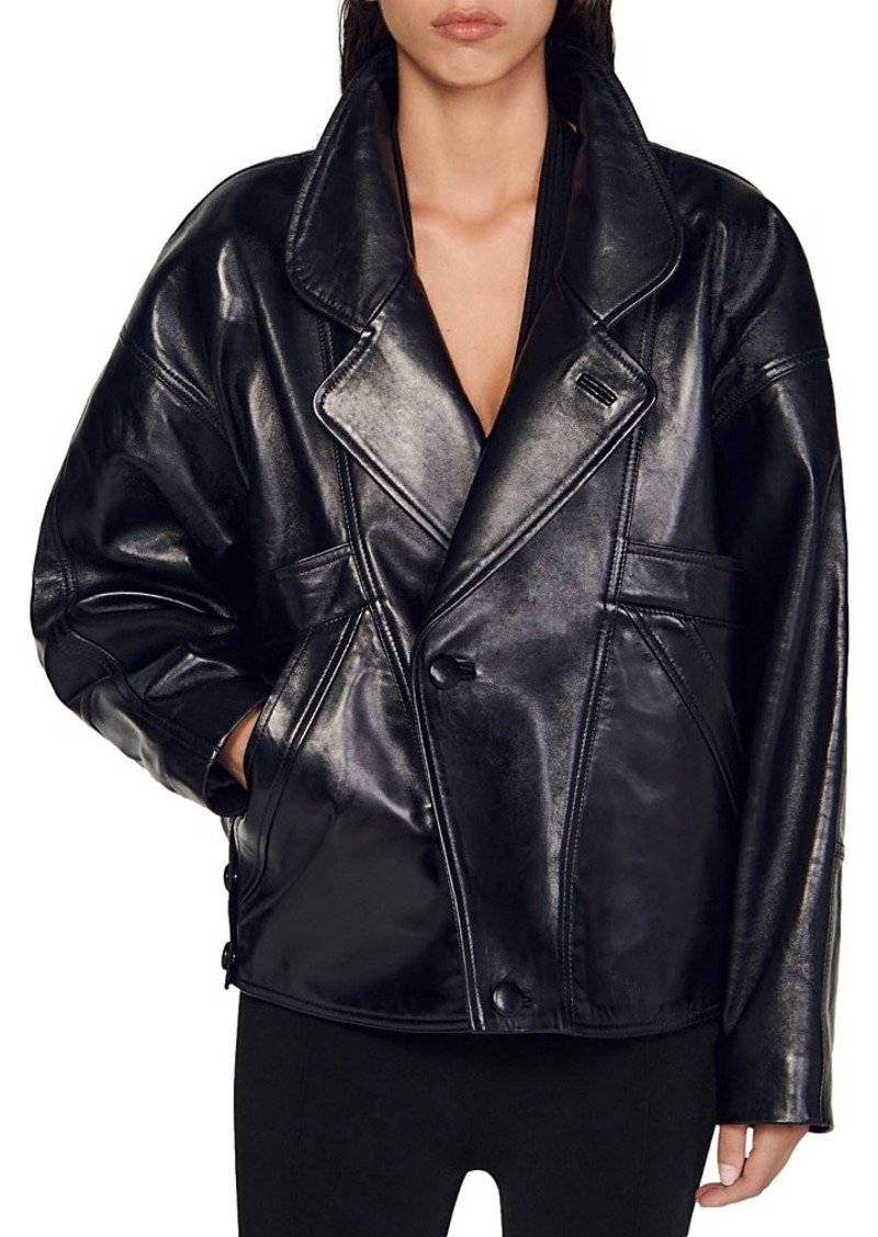 Sandro Clem Oversized Leather Jacket