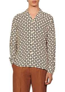 sandro Cross Check Button-Up Shirt in Cream at Nordstrom