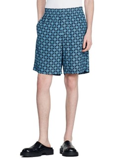 sandro Cross Geo Print Pull-On Shorts