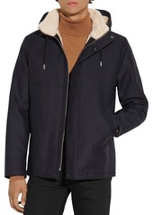 Sandro Deck Jacket Cotton Faux Fur Lined Coat
