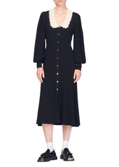 sandro Dorothy Long Sleeve Midi Dress