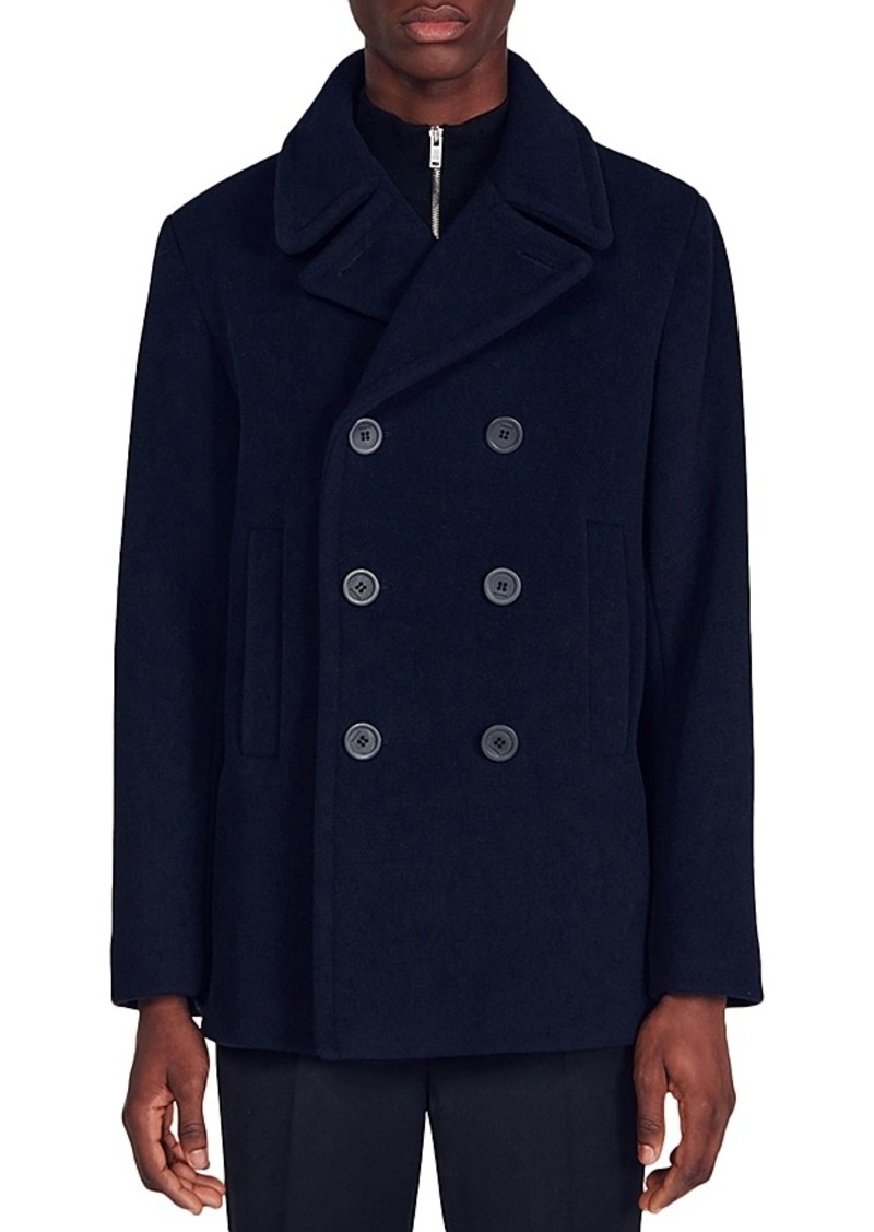Sandro Double Breasted Wool Peacoat