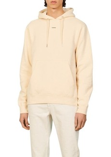 sandro Embroidered Logo Hoodie in Ecru at Nordstrom