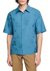 sandro Floral Cotton Short Sleeve Button-Up Shirt