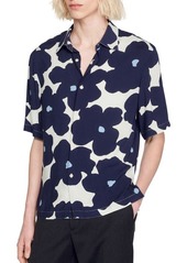 sandro Floral Short Sleeve Button-Up Shirt