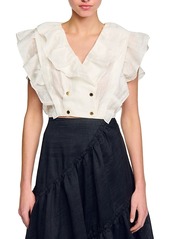 Sandro Folie Ruffled Crop Top