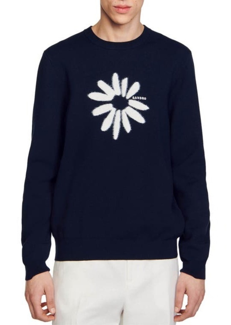 sandro Fuzzy Flower Sweater