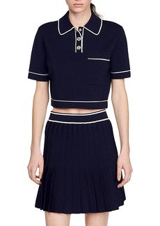Sandro High Cropped Polo Sweater