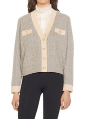 sandro Jane Cable Knit Crop Cardigan in Grey at Nordstrom