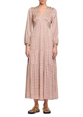 sandro Jayane Long Sleeve Satin Maxi Dress