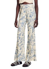 sandro Joseph Floral Flare Leg Pants