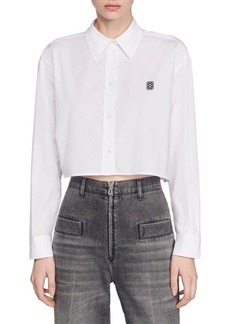 sandro Kim Cotton Crop Button-Up Shirt