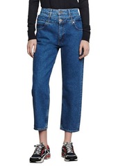 sandro Kitty Double Waist Crop Nonstretch Jeans in Blue at Nordstrom