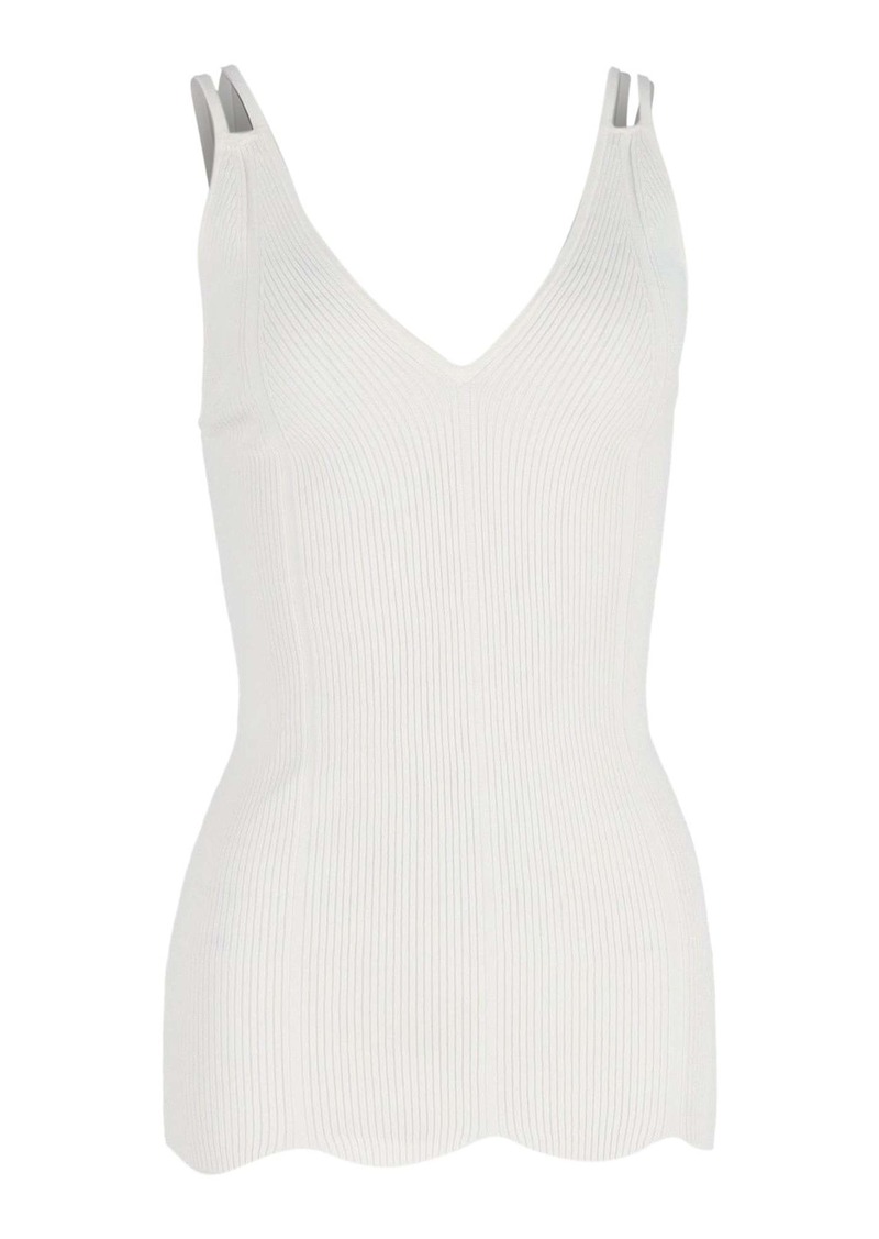 Sandro Knit Sleeveless Top in White Cotton