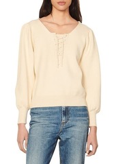 sandro Lenzo Lace-Up Sweater in Ecru at Nordstrom
