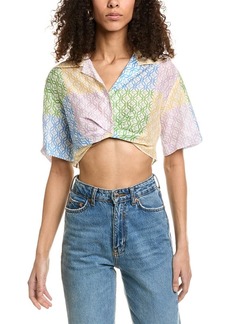 Sandro Linen-Blend Cropped Shirt