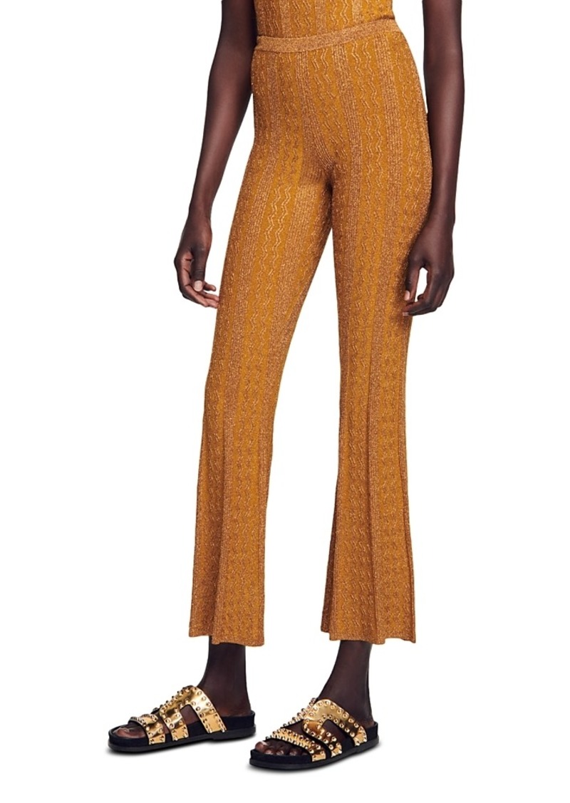 Sandro Metallic Cable Knit Flared Pants