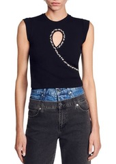 sandro Mia Crystal Cutout Sleeveless Top