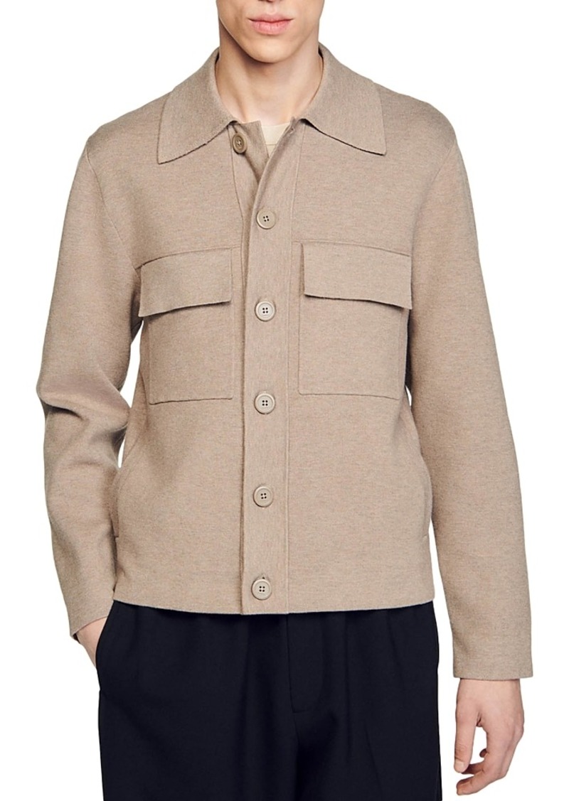 Sandro Milano Knit Button Front Jacket