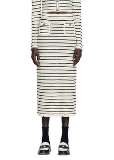 sandro Moline Stripe Midi Sweater Skirt