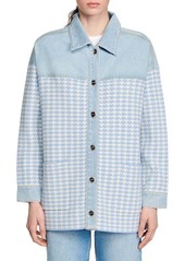 sandro Natan Knit Contrast Denim Jacket