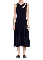 sandro Olane Mixed Media Midi Dress