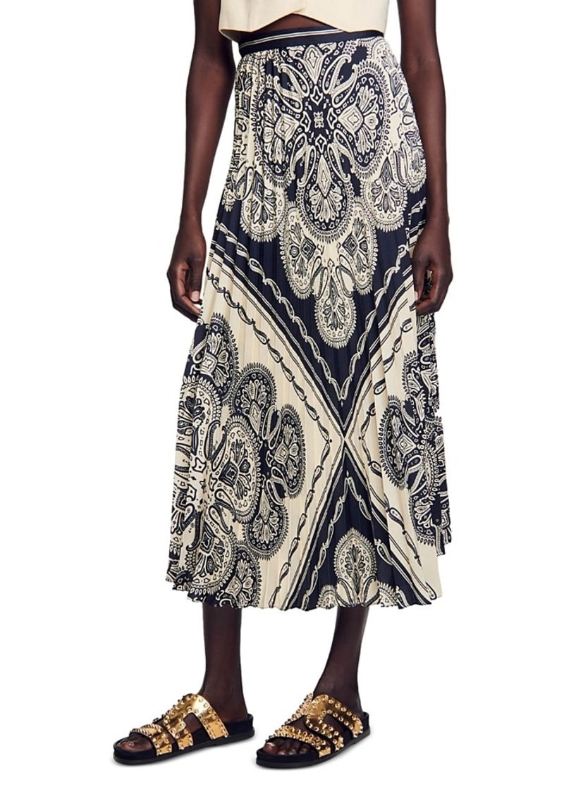 Sandro Paisley Printed Midi Skirt