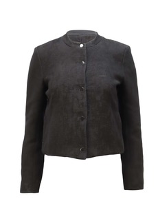 Sandro Paris Cropped Corduroy Blazer in Black Viscose