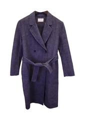 Sandro Paris Hampton Belted Coat in Blue Wool