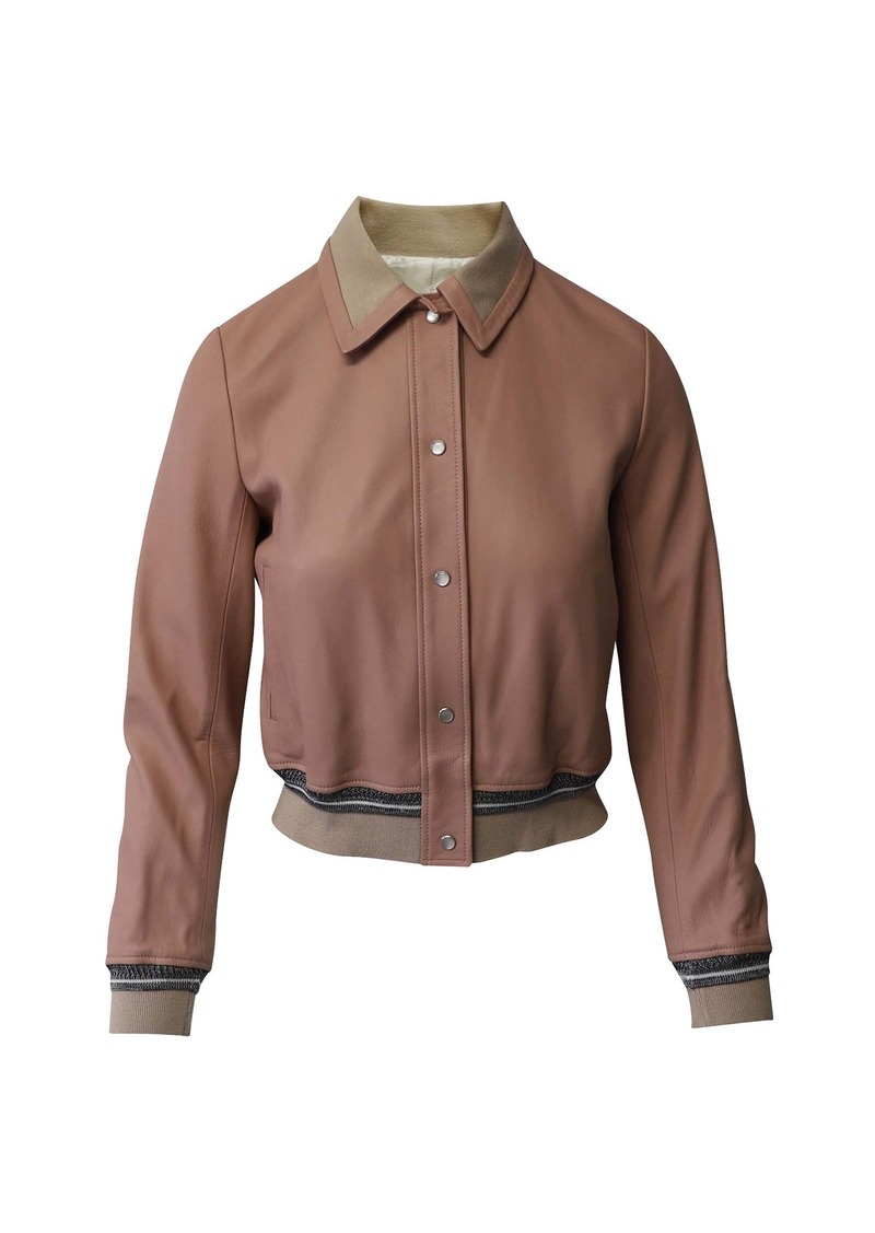 Sandro Paris Varsity Bomber Jacket in Light Pink Leather