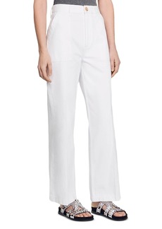 Sandro Paula Cotton High Rise Jeans in White