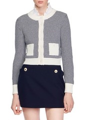 sandro Peny Stripe Cotton Blend Cardigan