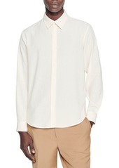 sandro Plissé Long Sleeve Button-Up Shirt