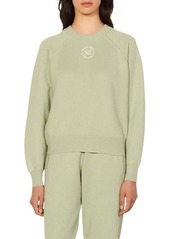 sandro Positive Message Crewneck Sweater in Almond Green at Nordstrom