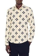 Sandro Printed Long Sleeve Button Front Shirt
