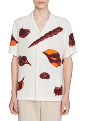 sandro Shells Print Short Sleeve Button-Up Shirt