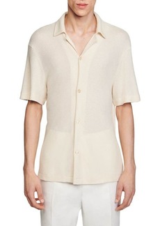 sandro Solid Short Sleeve Button-Up Shirt