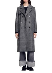 Sandro Stephane Check Double Breasted Coat