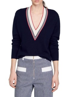 sandro Steven Wool & Cashmere Varsity Sweater