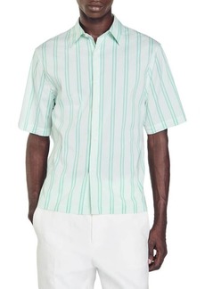 sandro Stripe Short Sleeve Button-Up Shirt