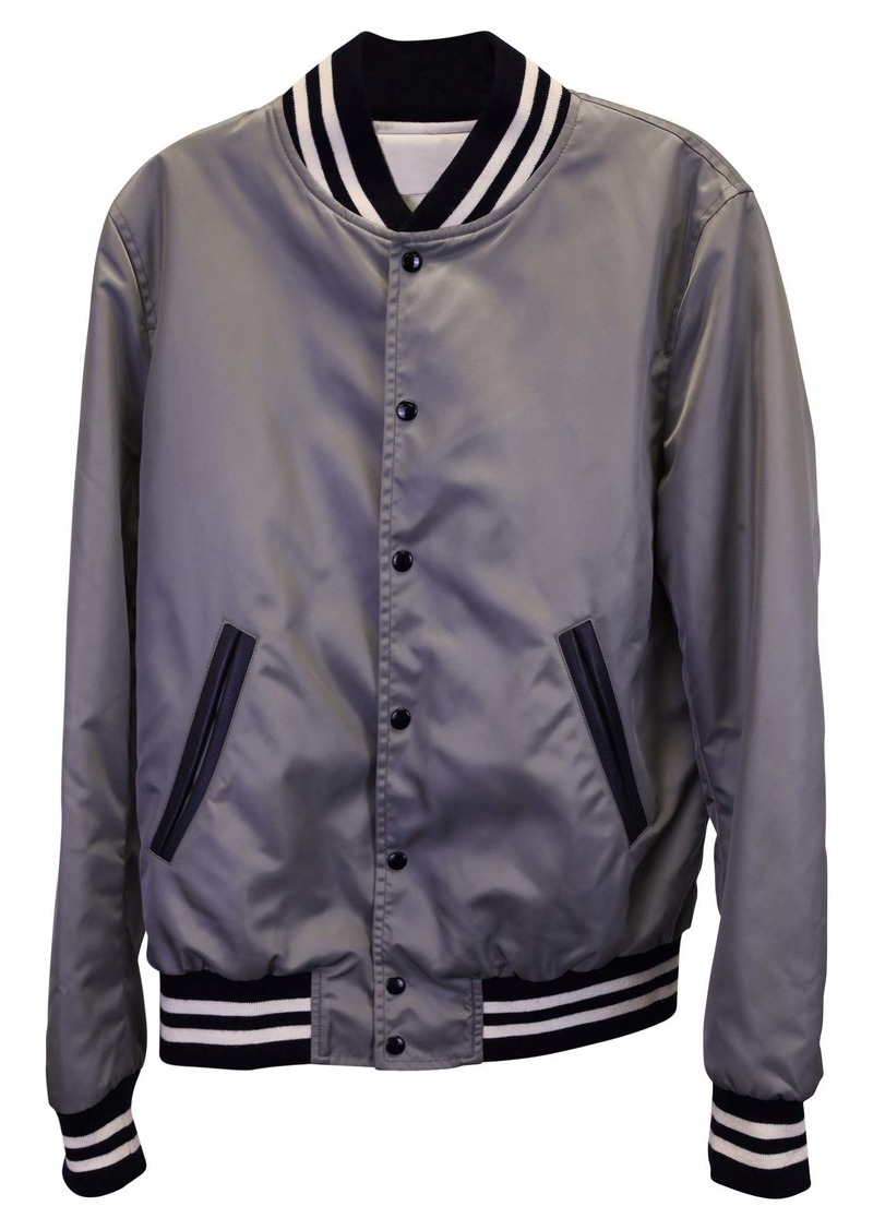 Sandro Striped Bomber Jacket in Grey Nylon