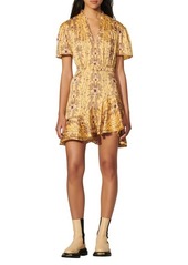 sandro Suzette Floral Frill Neck Dress in Yellow at Nordstrom