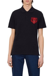 sandro Tiger Patch Polo in Navy Blue at Nordstrom