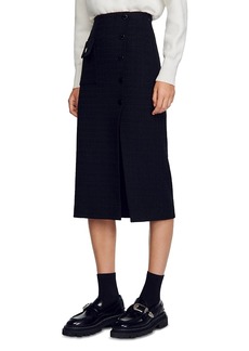 Sandro Tzara Tweed Midi Skirt